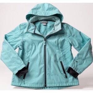 Free Country Women's Detachable Hooded Softshell Teal Jacket Size XL